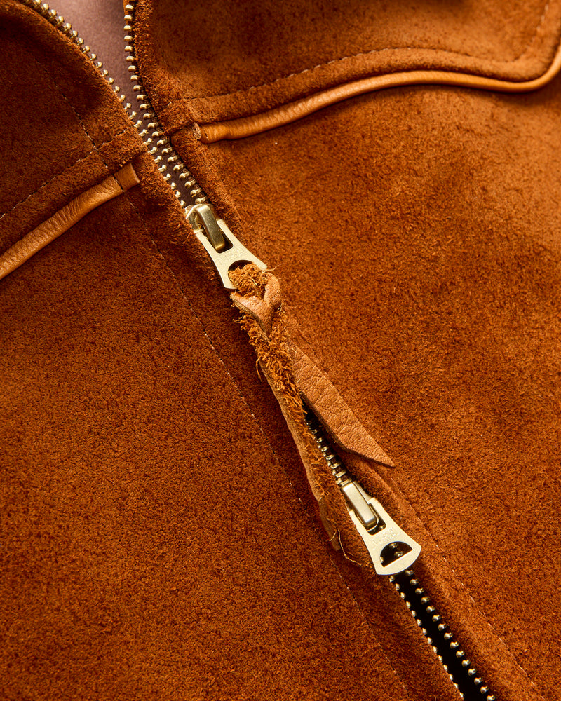 MSP-4043 Western Yoke Leather Jacket in Brown Suede