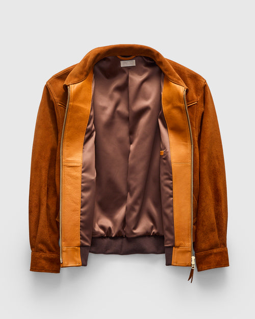 MSP-4043 Western Yoke Leather Jacket in Brown Suede