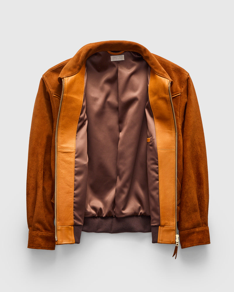 MSP-4043 Western Yoke Leather Jacket in Brown Suede