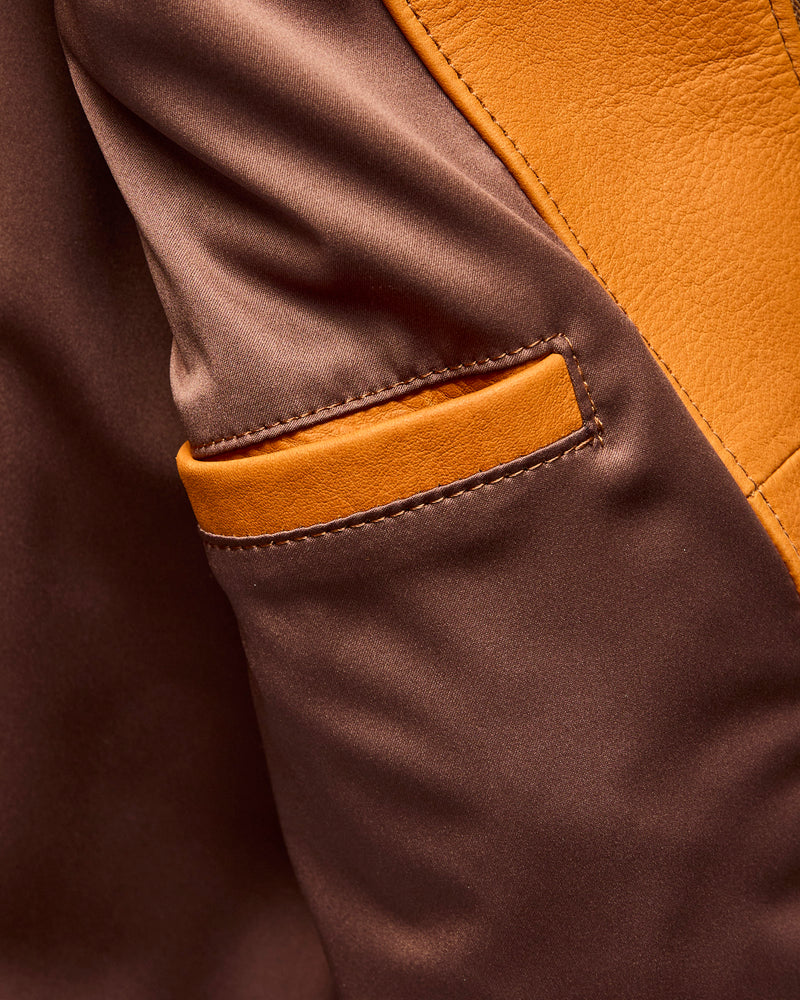 MSP-4043 Western Yoke Leather Jacket in Brown Suede