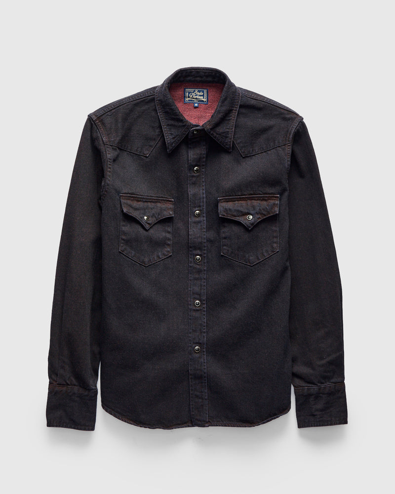 "Bengala" Western Shirt in Indigo Red