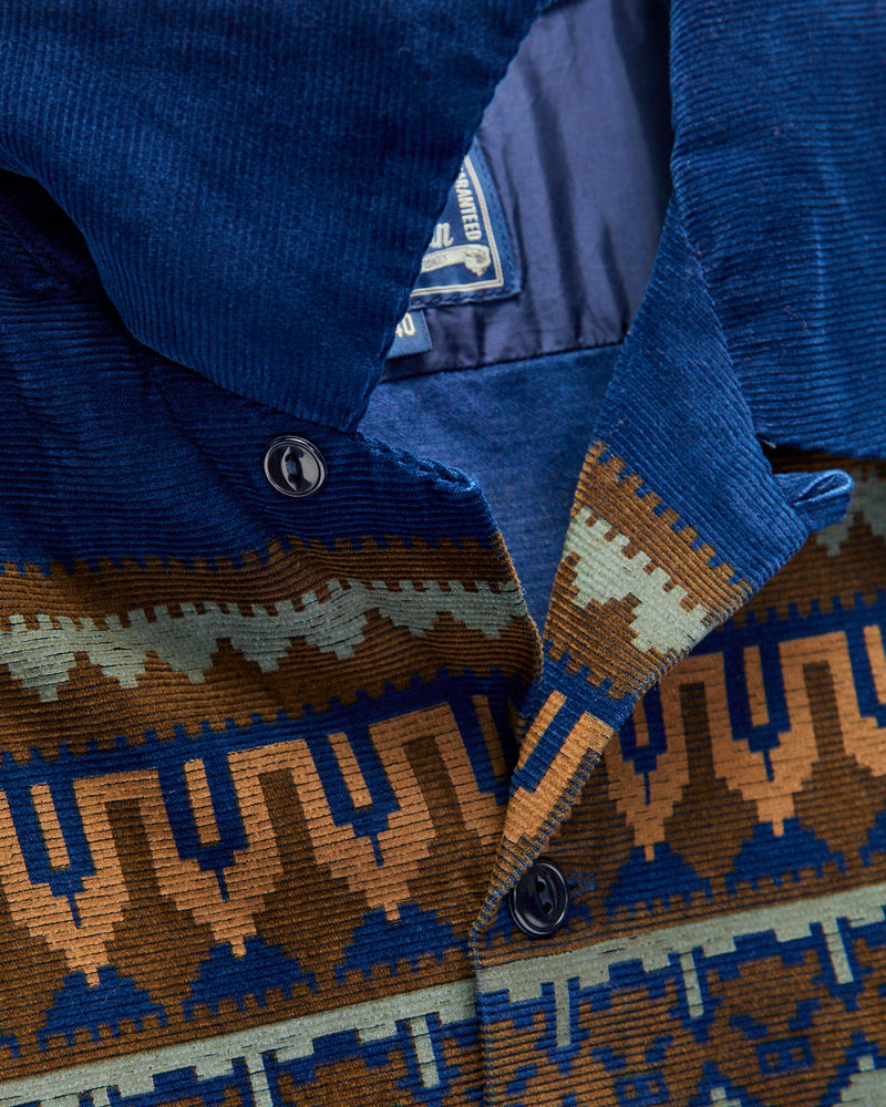 "Bunta Print" Corduroy Shirt in Indigo