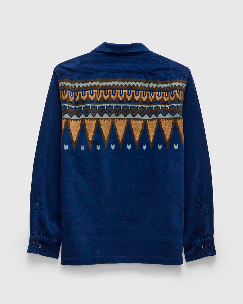 "Bunta Print" Corduroy Shirt in Indigo