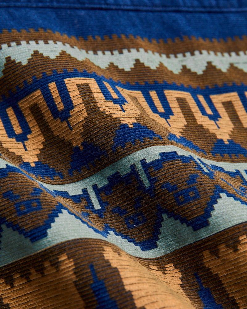 "Bunta Print" Corduroy Shirt in Indigo