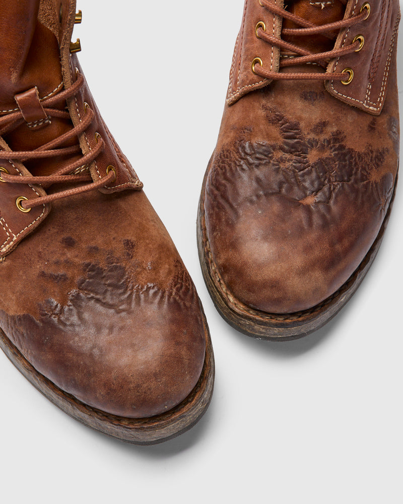 Damaged Virgil Boots-Folk in Brown Horsehide