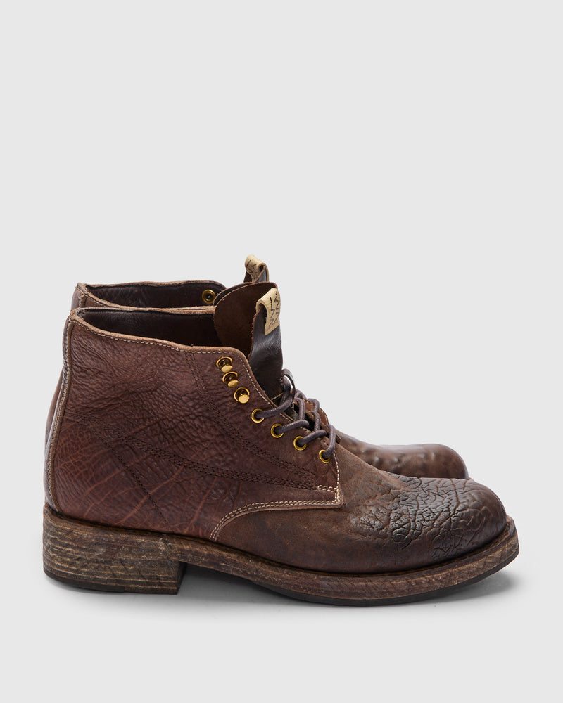 Damaged Virgil Boots-Folk in Dark Brown Horsehide