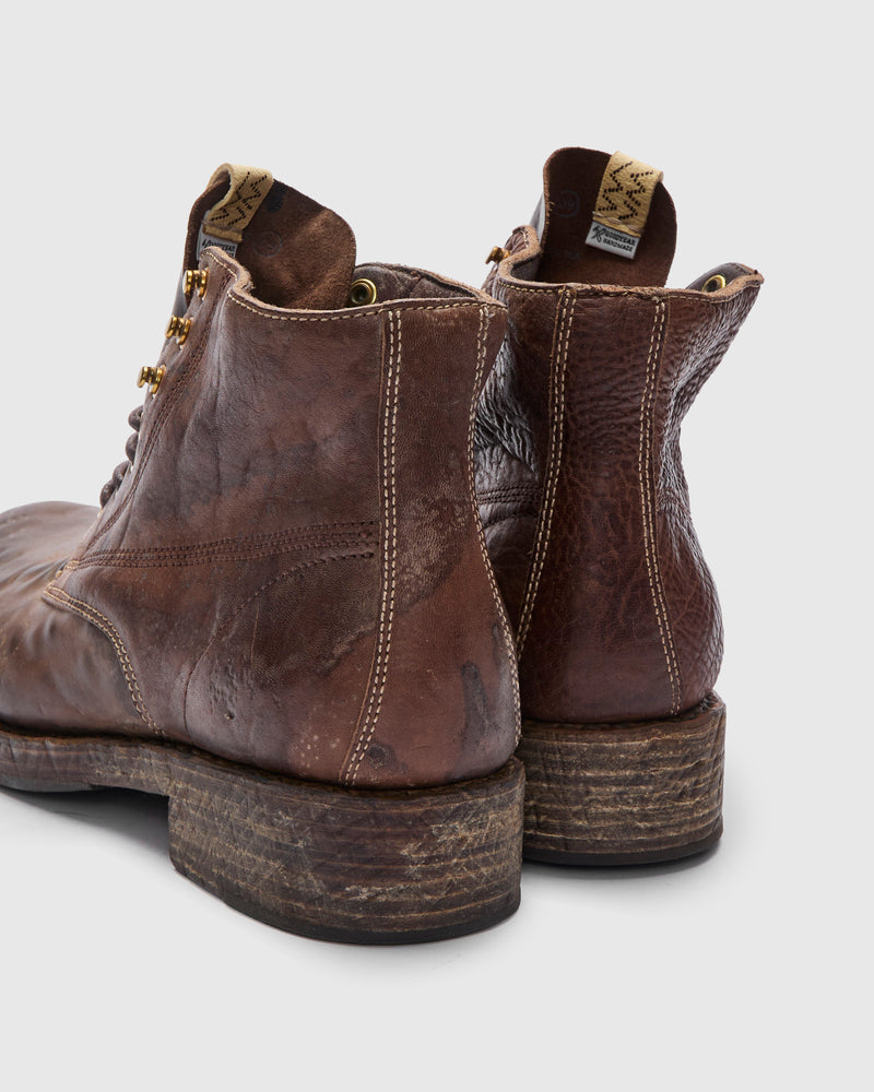 Damaged Virgil Boots-Folk in Dark Brown Horsehide