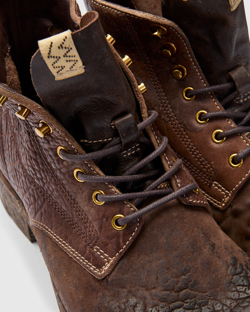 Damaged Virgil Boots-Folk in Dark Brown Horsehide