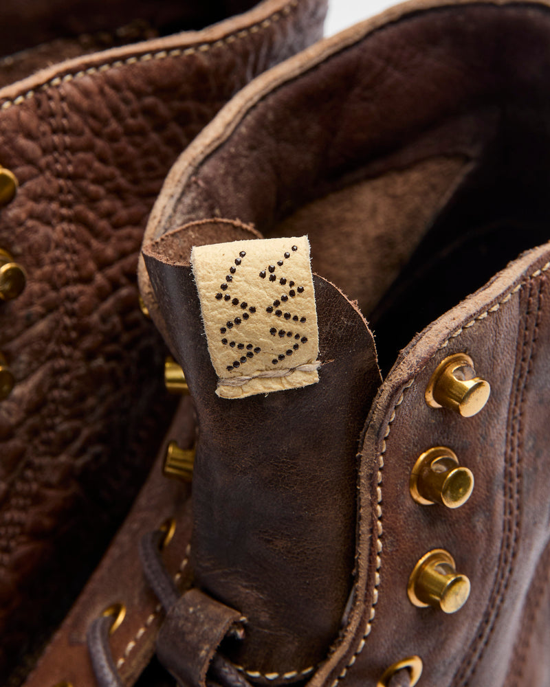 Damaged Virgil Boots-Folk in Dark Brown Horsehide