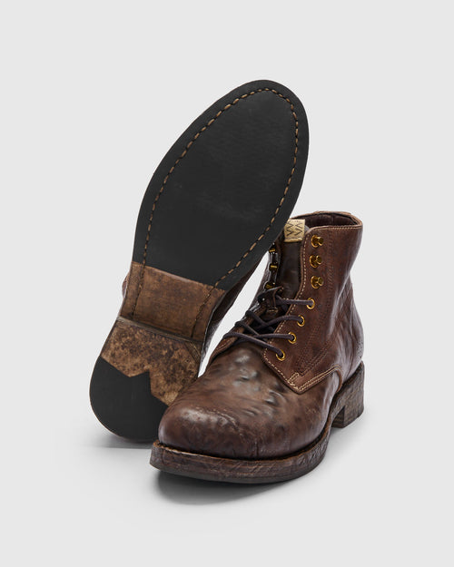 Damaged Virgil Boots-Folk in Dark Brown Horsehide