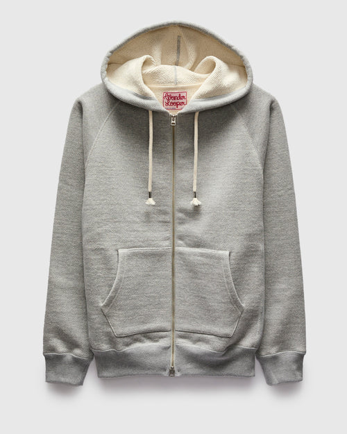 Double Heavyweight French Terry 25.8oz Zip Hoodie in Heather Grey