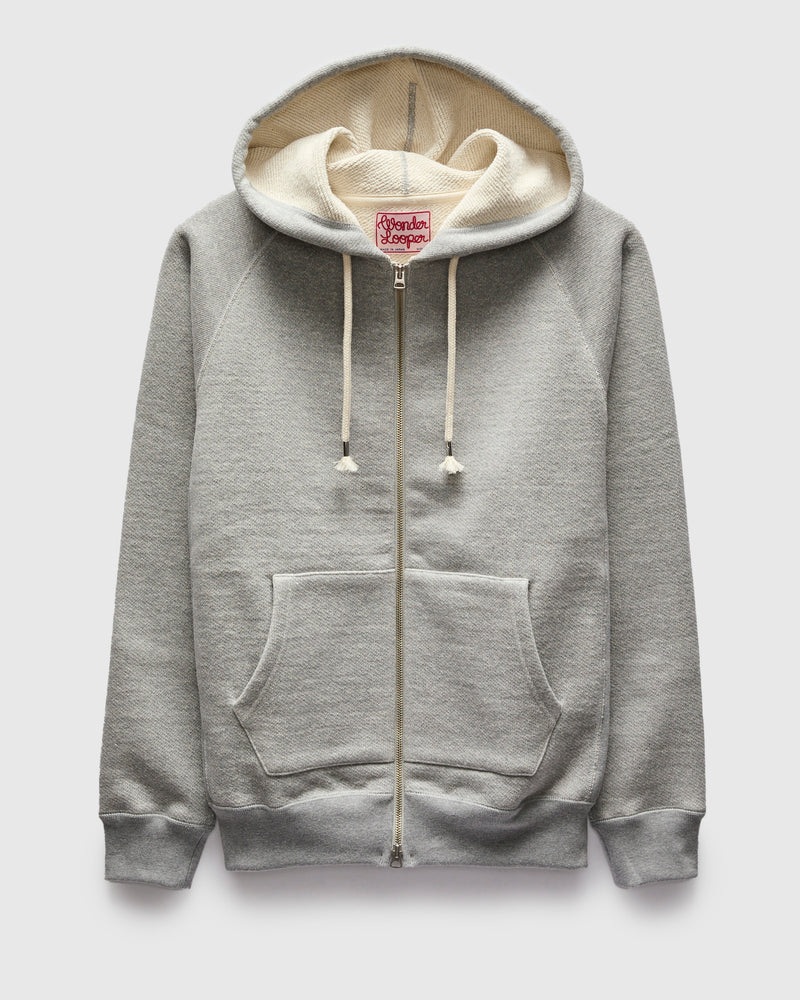Double Heavyweight French Terry 25.8oz Zip Hoodie in Heather Grey