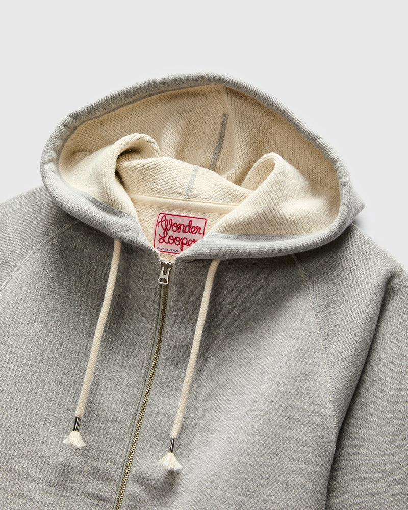 Double Heavyweight French Terry 25.8oz Zip Hoodie in Heather Grey