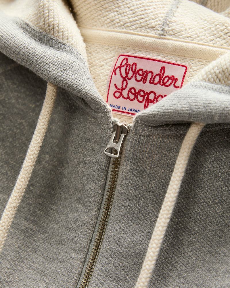 Double Heavyweight French Terry 25.8oz Zip Hoodie in Heather Grey