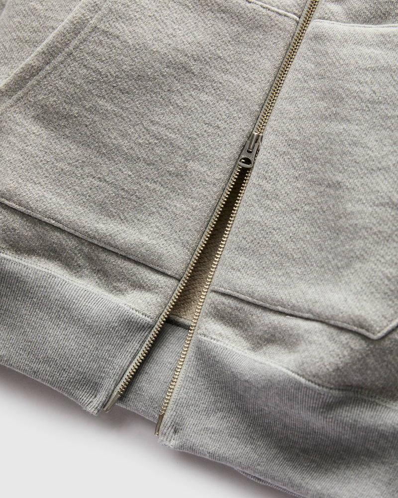 Double Heavyweight French Terry 25.8oz Zip Hoodie in Heather Grey