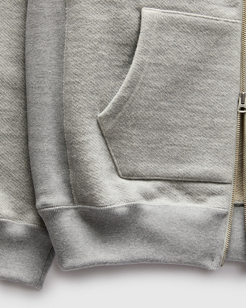 Double Heavyweight French Terry 25.8oz Zip Hoodie in Heather Grey