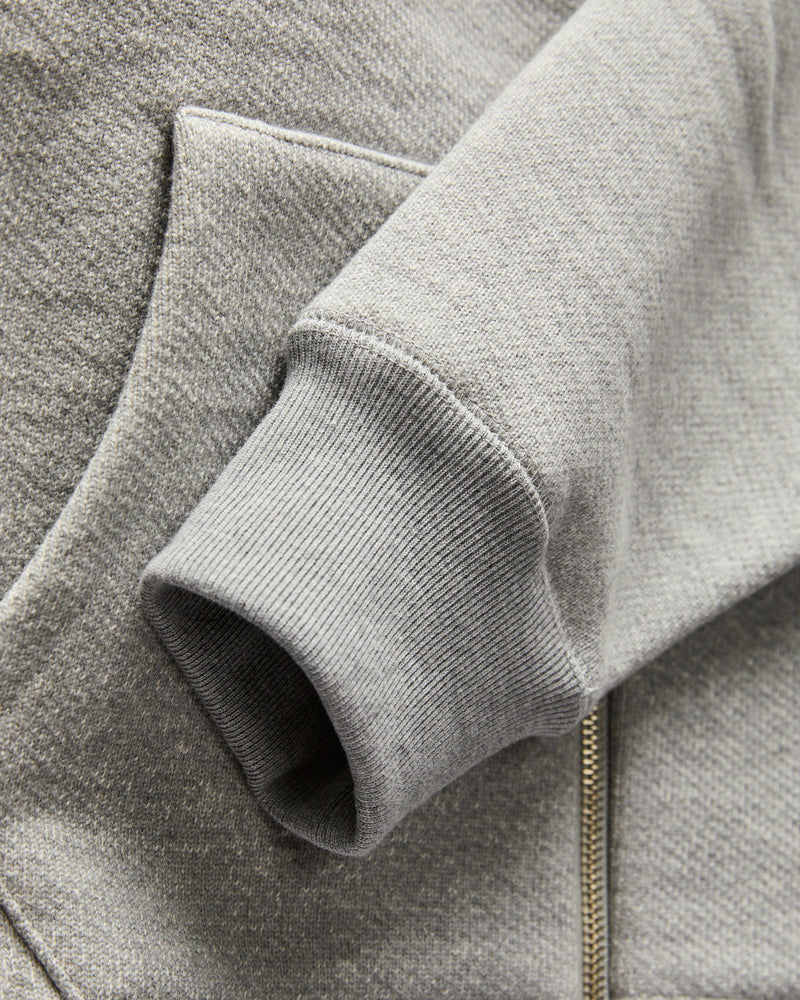Double Heavyweight French Terry 25.8oz Zip Hoodie in Heather Grey