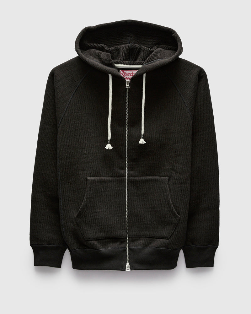 Double Heavyweight French Terry 25.8oz Zip Hoodie in Sumi Black