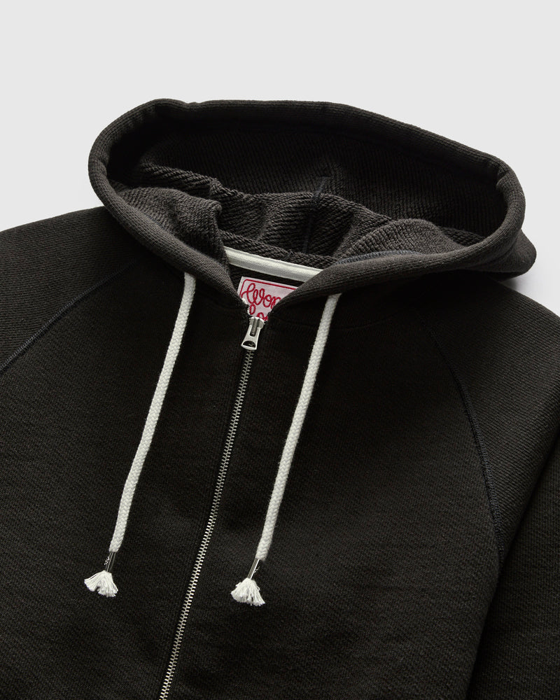 Double Heavyweight French Terry 25.8oz Zip Hoodie in Sumi Black