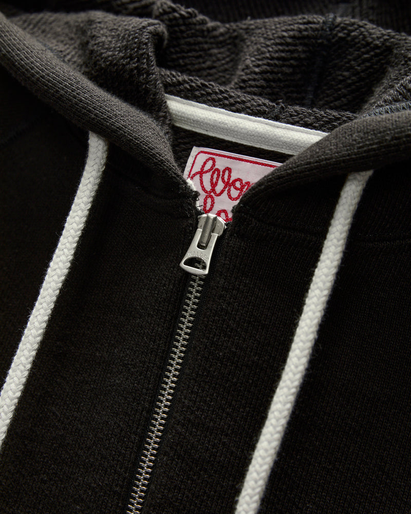 Double Heavyweight French Terry 25.8oz Zip Hoodie in Sumi Black
