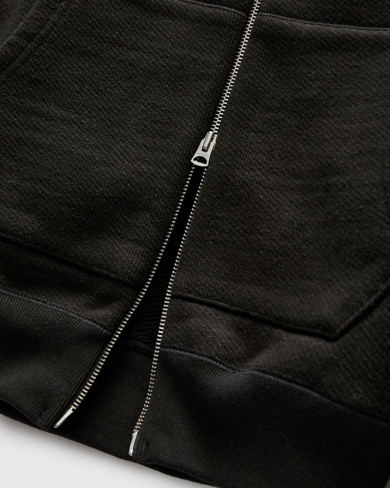 Double Heavyweight French Terry 25.8oz Zip Hoodie in Sumi Black