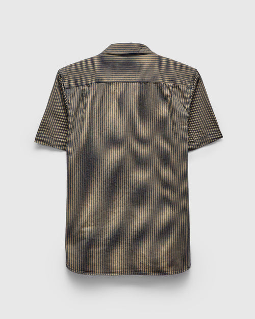 Dayton Short Sleeve Workshirt in Beige Stripe