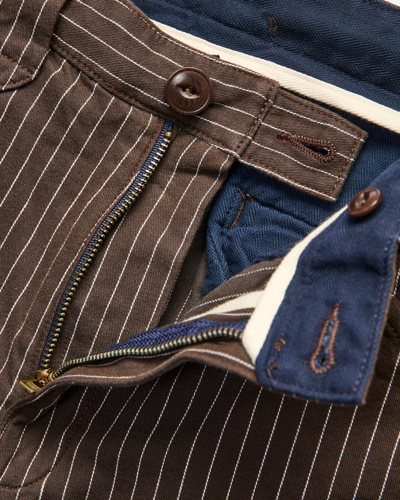 Duster Pant in Brown Stripe