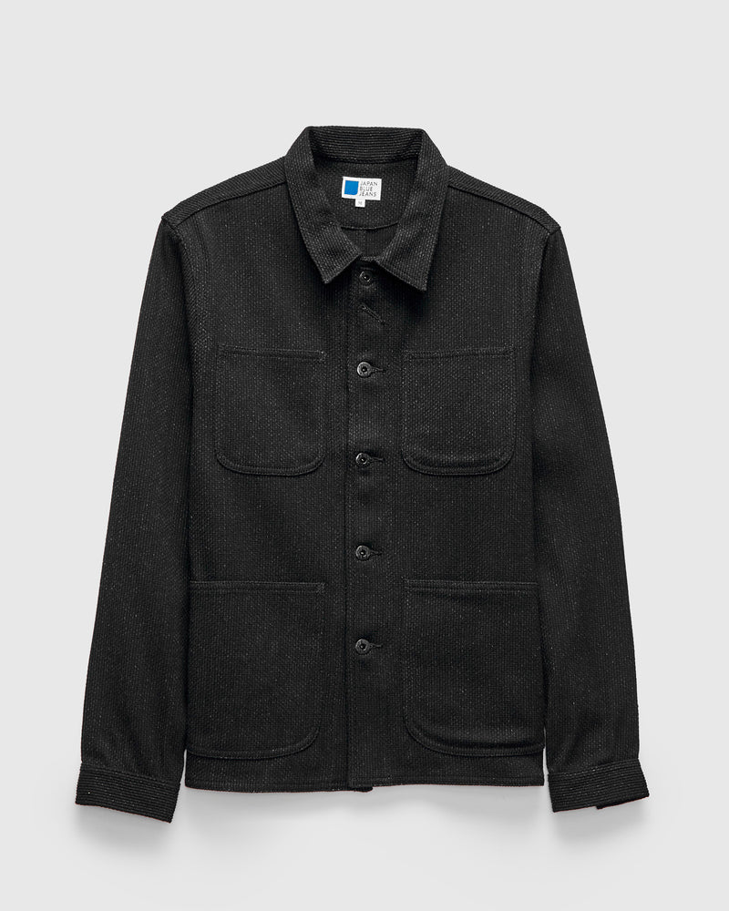 11oz Sashiko Coverall Jacket in Black