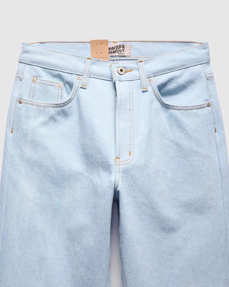 "Secret Agent" 14oz Bleach Blue Denim - Strong Guy Fit