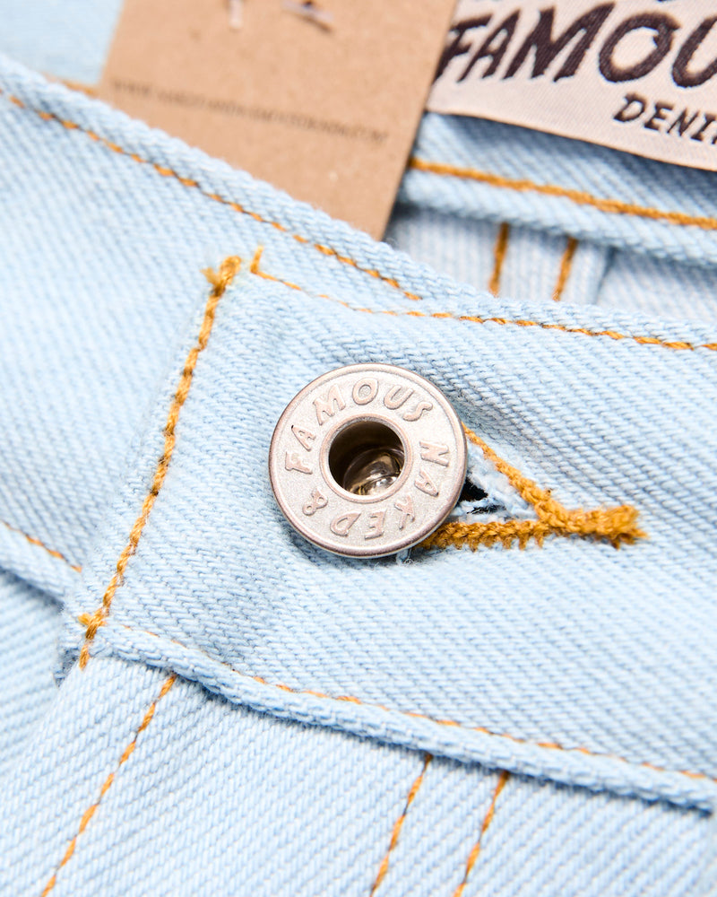 "Secret Agent" 14oz Bleach Blue Denim - Strong Guy Fit