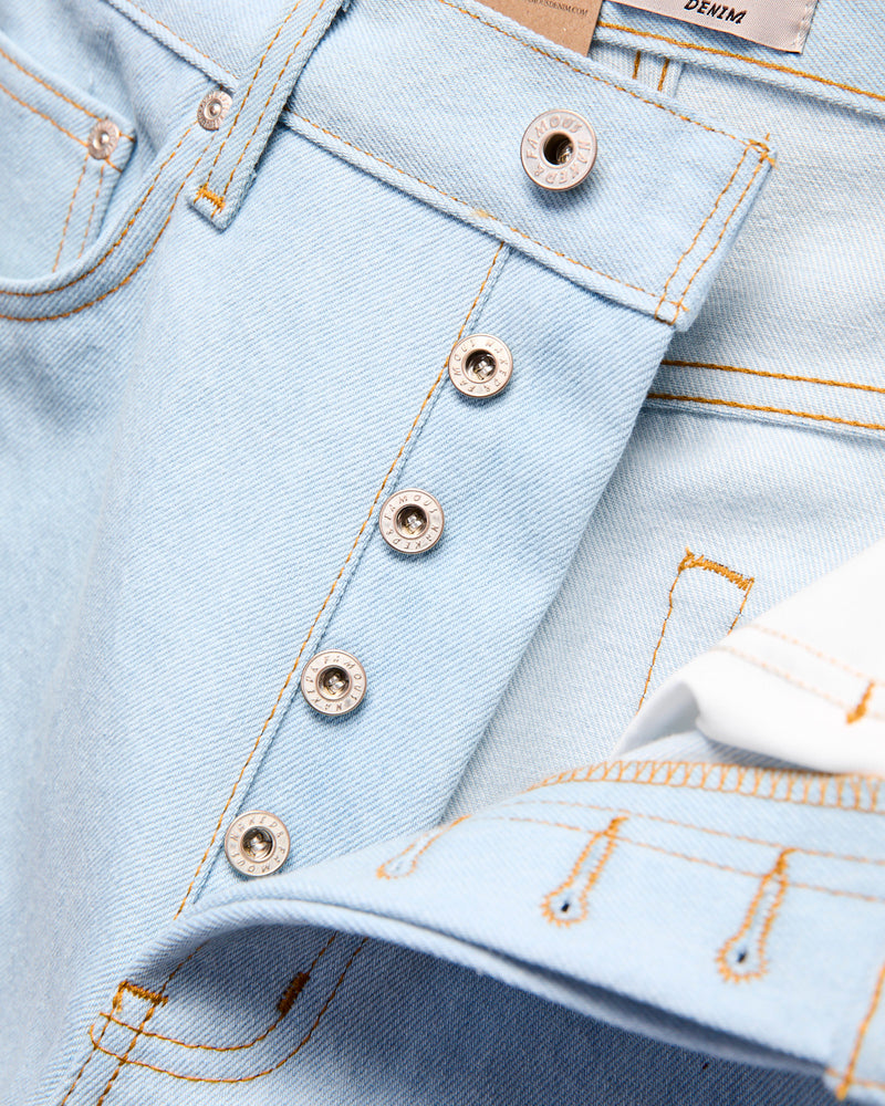 "Secret Agent" 14oz Bleach Blue Denim - Strong Guy Fit