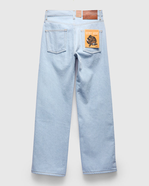 "Secret Agent" 14oz Bleach Blue Denim - Strong Guy Fit