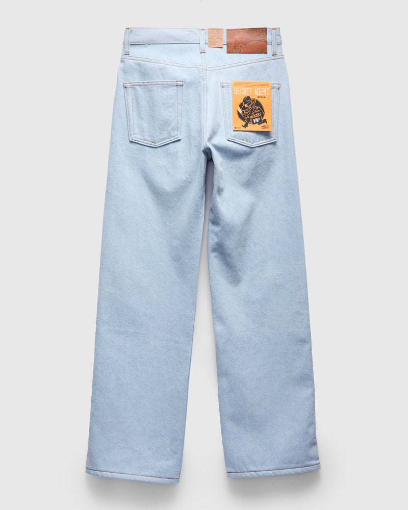 "Secret Agent" 14oz Bleach Blue Denim - Strong Guy Fit