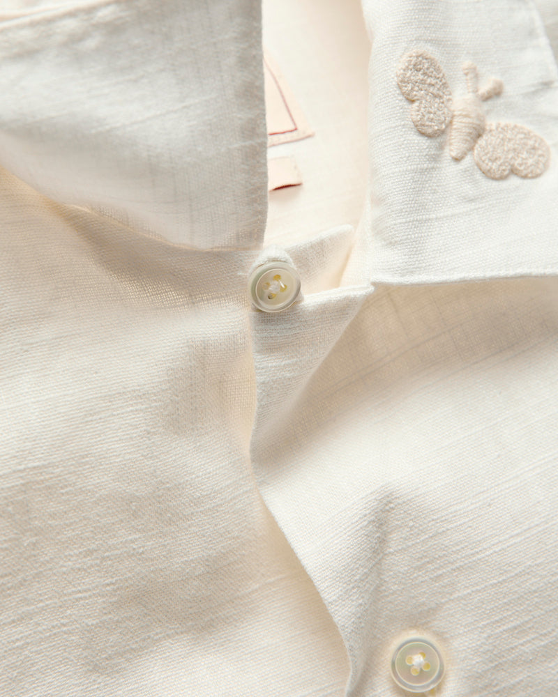 Embroidery Nature Ramie Shirt in Ecru