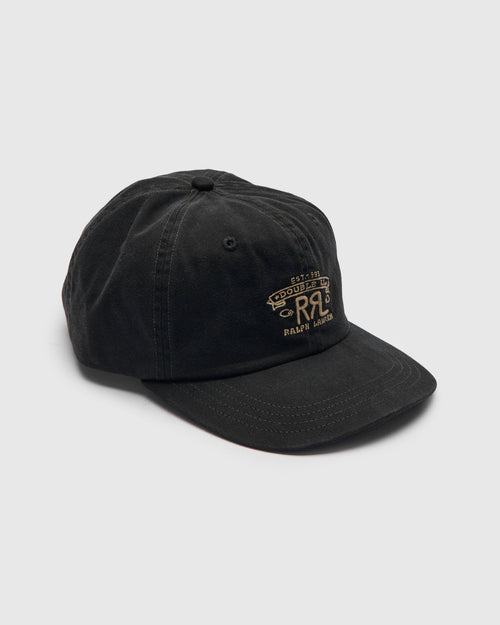 Double RL Logo Sportsman Cap in Black
