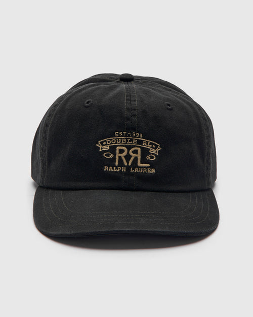 Double RL Logo Sportsman Cap in Black