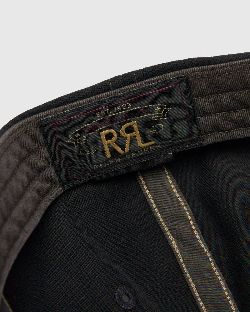 Double RL Logo Sportsman Cap in Black