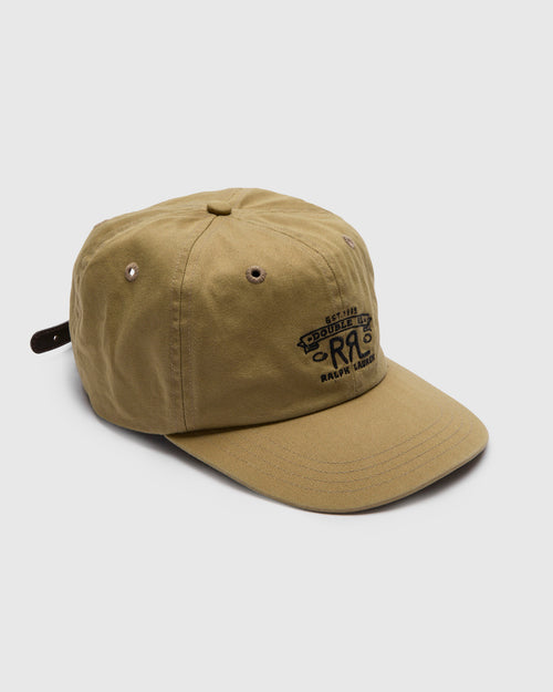 Double RL Logo Sportsman Cap in Khaki