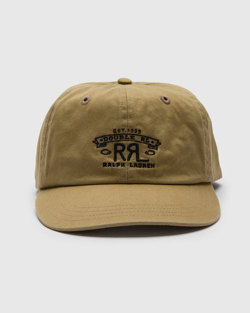 Double RL Logo Sportsman Cap in Khaki
