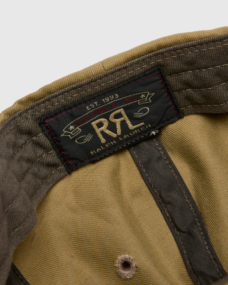 Double RL Logo Sportsman Cap in Khaki