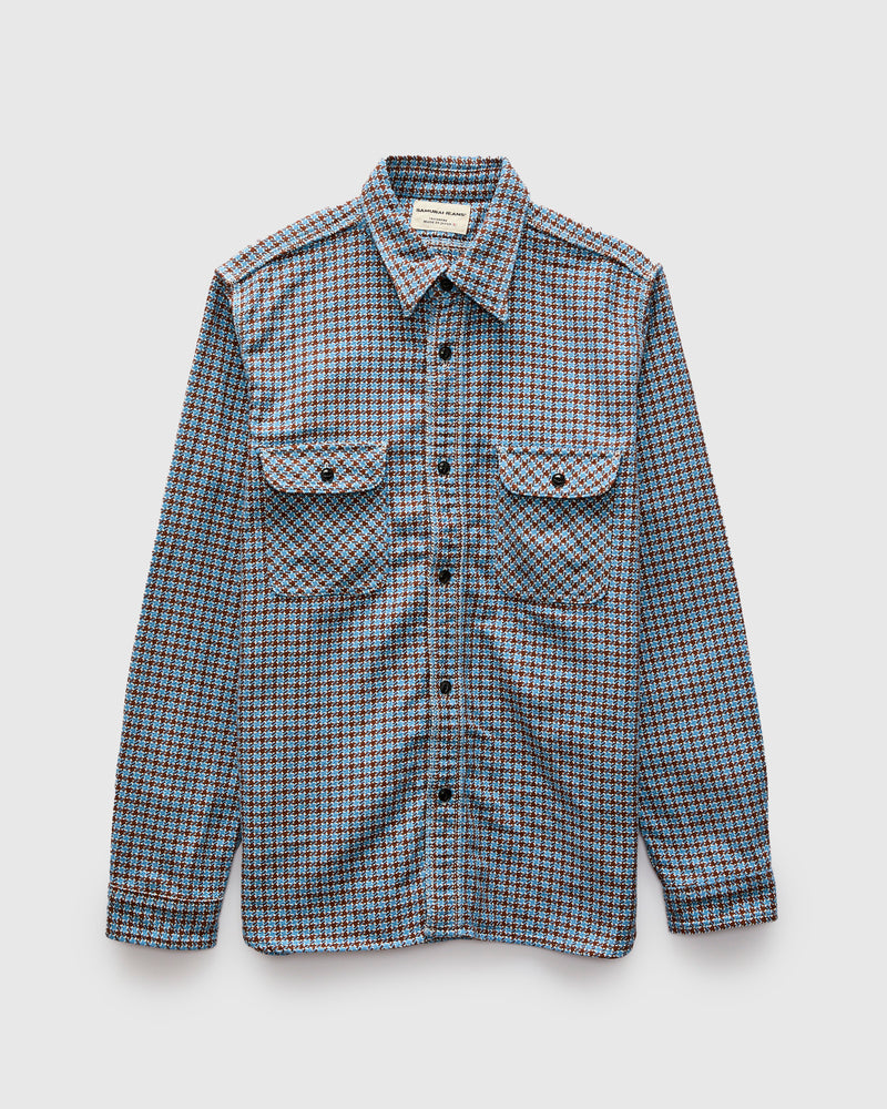 "Cheese Indigo" Heavyweight Flannel Shirt in Light Blue
