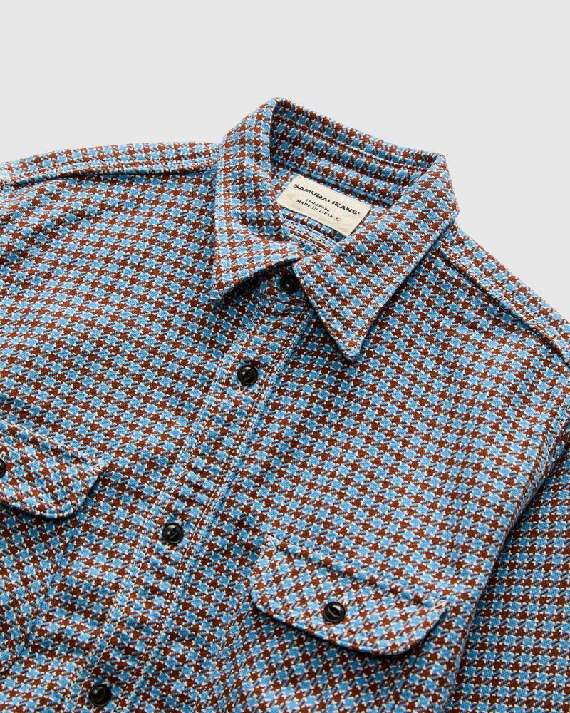 "Cheese Indigo" Heavyweight Flannel Shirt in Light Blue