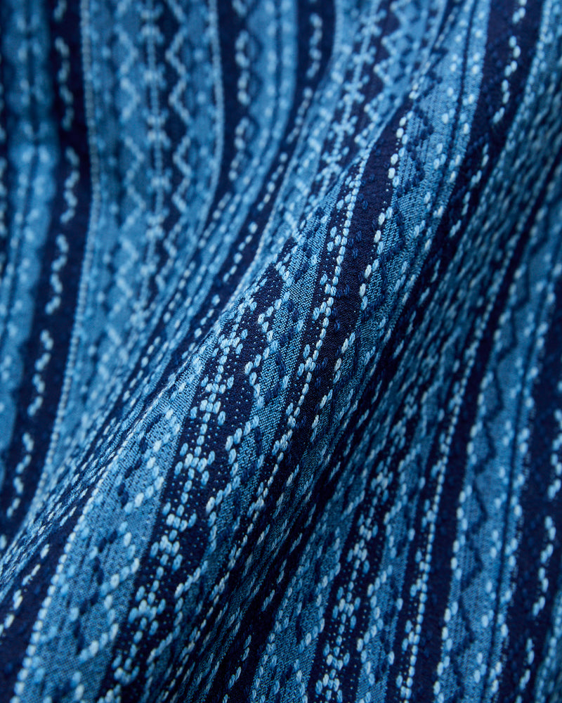 "Kasuri Stripe" Sashiko Workshirt in Natural Indigo