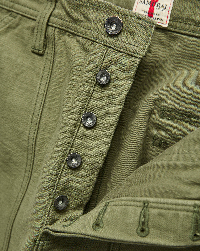 SJ52BP 15oz Heavyweight Selvedge Baker Pants in Olive