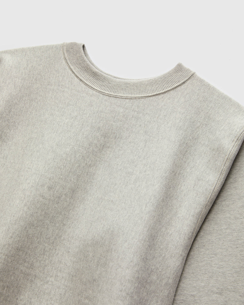 483 Reverse Weave Loopwheel Crewneck in Heather Grey