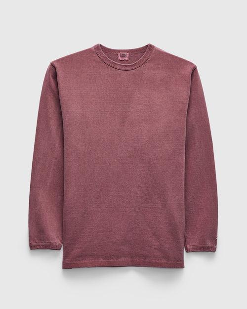 Stand Wheeler Long Sleeve Pigment-Dyed Tee in Bordeaux