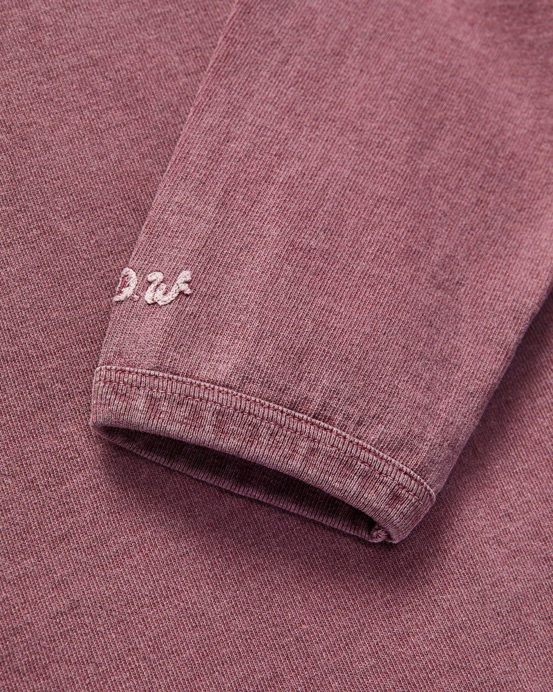 Stand Wheeler Long Sleeve Pigment-Dyed Tee in Bordeaux