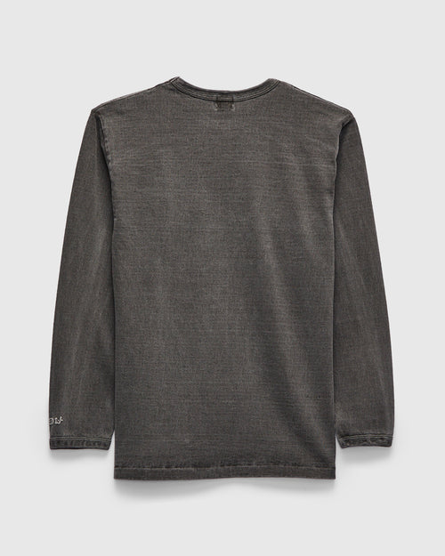 Stand Wheeler Long Sleeve Pigment-Dyed Tee in Sumikuro