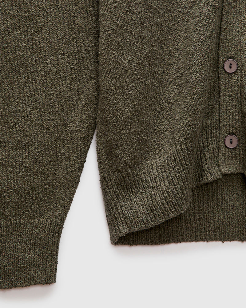 Classic Cardigan in Olive Boucle