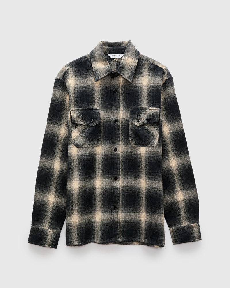 Crosscut Flannel in Black Ombre